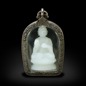 Qing Dynasty White jade portable Buddha