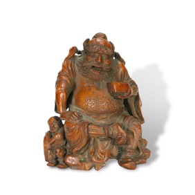 Qing Dynasty Bamboo carving of Zhong Kui, by Zhang Hongyu