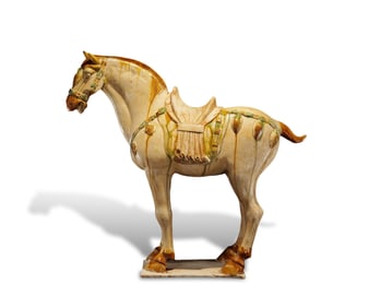 Tang Dynasty Tri-color glazed pottery horse