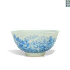Qing Dynasty Yongzheng period, Enameled bowl with landscape and poems