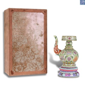 Qing Dynasty Qianlong period, Famille rose benba hu with Eight Treasures patterns