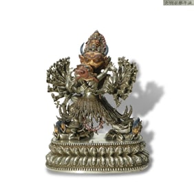 Ming Dynasty Pure silver statue of Yamantaka