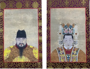 Anonymous Portraits of Emperor Chengzu and Empress of Ming Dynasty