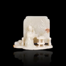 Ornament of Carved Figure Stories Made of Hetian Jade in the Qing Dynasty