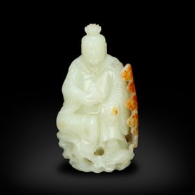 Qing Dynasty Hetian jade seated statue of Shennong