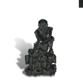 Qing Dynasty Rosewood carving of emaciated arhat