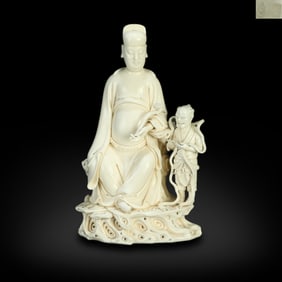 Ming Dynasty Dehua kiln white-glazed statue of Wenchang Kuixing, made by He Chaozong