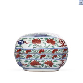 Ming Dynasty Wanli Period Multicolored Figure Pattern Square Canted Lid Box