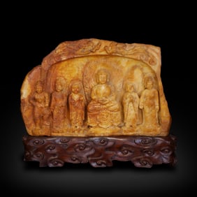 Tang Dynasty Jade and stone Buddha statue