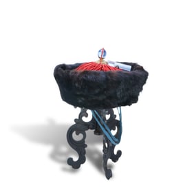 Qing Dynasty 3rd rank winter warm hat in bright blue