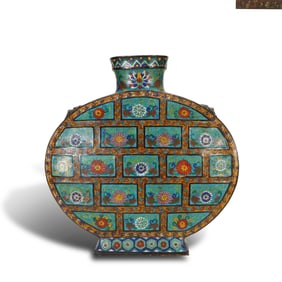 Qianlong period, Qing Dynasty Cloisonn?? flat vase with flower patterns