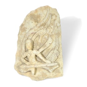 Tang Dynasty white marble statue of a flying Apsara