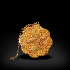 Tang Dynasty Gold incense box with flower and bird patterns