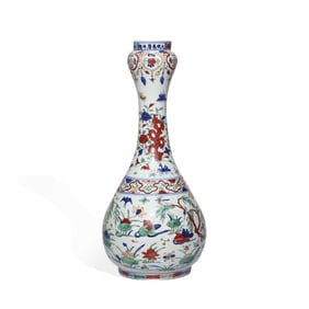 Ming Dynasty, Wanli period, blue and white with multicolored mandarin duck and lotus pond pattern