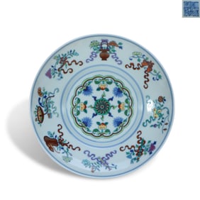 Qing Daoguang period a Doucai sloping-waist plate with the pattern of the Eight Immortals' magic