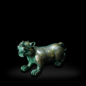 Han Dynasty Bronze mythical beast with gold and silver inlays