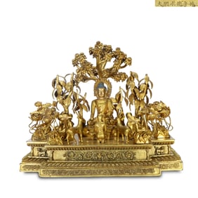 Ming Yongle period Gilt-bronze preaching altar of Sakyamuni