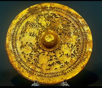 HAN DYNASTY GOLD-PLATED IRON MIRROR