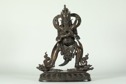 QING DYNASTY BRONZE DOUBLE-BODIED BUDDHA