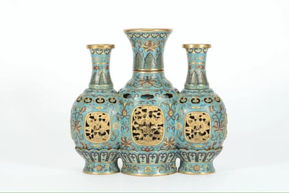 QING DYNASTY CLOISONN? THREE-ELEMENT REVOLVING VASE