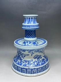 MING DYNASTY BLUE AND WHITE CANDLESTICKS