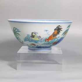 DOUCAI CHICKEN BOWL FROM THE QING DYNASTY