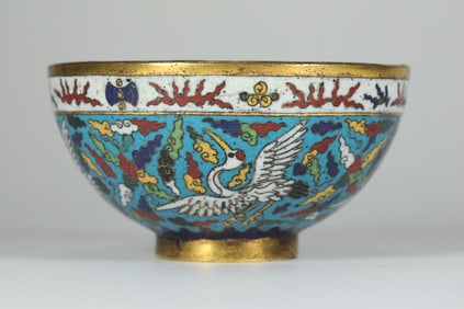 MING DYNASTY CLOISONN? CRANE AND CLOUD BOWL