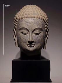 NORTHERN DYNASTIES BLUE STONE SHAKYAMUNI BUDDHA HEAD
