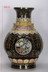 QING DYNASTY BLUE GLAZED OPENWORK BOTTLE