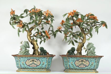 A PAIR OF QING DYNASTY CLOISONN? BONSAI