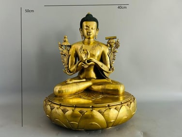 GILDED MONGOLIAN BUDDHIST STATUE FROM THE QING DYNASTY