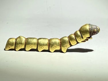 WARRING STATES PERIOD GILDED SILKWORM