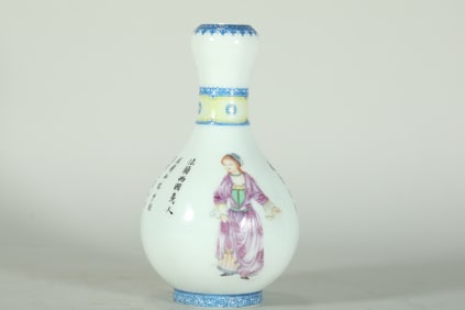 QING DYNASTY ENAMEL-PAINTED WESTERN FIGURE VASE