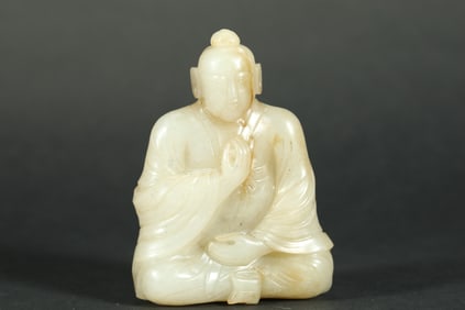QING DYNASTY HETIAN JADE FIGURE ORNAMENT