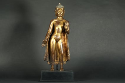 13TH-CENTURY NEPAL MALLA DYNASTY STANDING BUDDHA STATUE