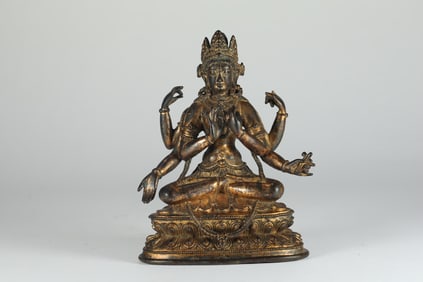 GILDED SIX-ARMED BODHISATTVA FROM THE QING DYNASTY