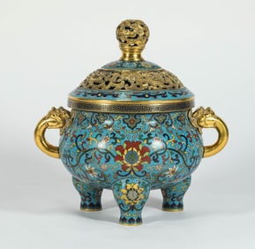 CLOISONNE INCENSE BURNER OF THE QING DYNASTY