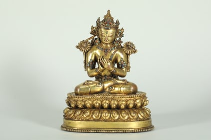 GILDED BRONZE BUDDHA STATUE FROM THE MING DYNASTY