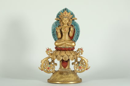 QING DYNASTY PORCELAIN GILDED BODHISATTVA