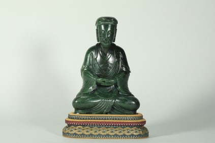 QING DYNASTY JADE LAOZI STATUE
