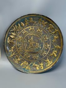 TANG DYNASTY SILVER GILT PERSIAN FIGURE PLATE