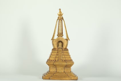 GILDED BUDDHIST PAGODA FROM THE QING DYNASTY