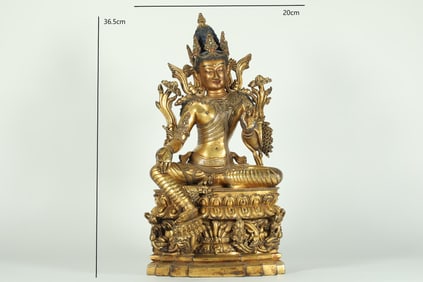 GILT BRONZE TIBETAN BODHISATTVA FROM THE MING DYNASTY