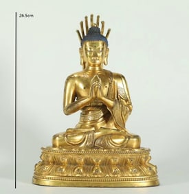 GILT BRONZE NAGARJUNA BODHISATTVA FROM THE QING DYNASTY