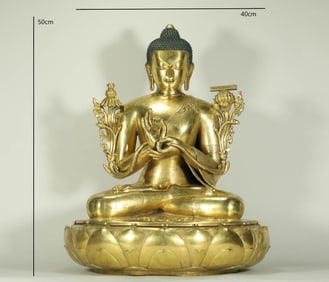 GILDED MONGOLIAN MANJUSHRI BODHISATTVA FROM THE QING DYNASTY