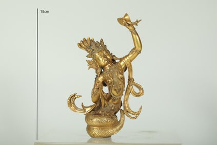 GILDED BRONZE DRAGON GIRL FROM THE MING DYNASTY
