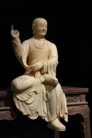 MING DYNASTY WHITE MARBLE ARHAT
