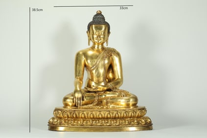 GILDED SHAKYAMUNI BUDDHA FROM THE QING DYNASTY