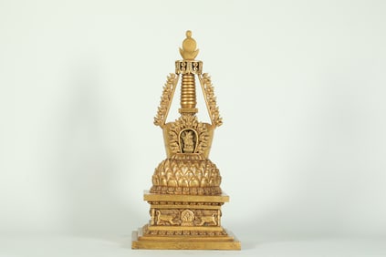 GILDED BUDDHIST PAGODA FROM THE QING DYNASTY