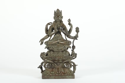 MING DYNASTY ALLOY BRONZE LOTUS HAND BODHISATTVA